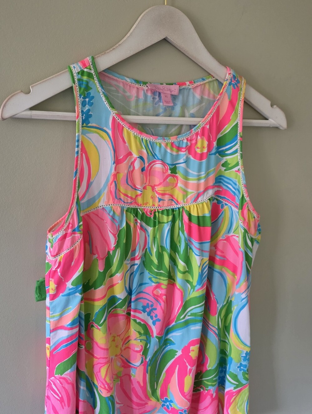 Lilly Pulitzer XS Tropical Neon Multicolor Summer So A Peeling Babydoll Top - Picture 5 of 14